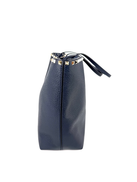 Valentino Garavani Rockstud Navy Blue Leather Tote Bag display picture 3